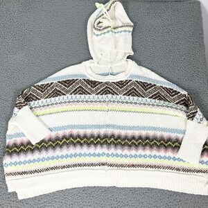 Anthropologie Sweater Womens S/XS Multicolor Fair Isle Hooded Dolman Pullover